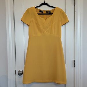 90s Liz Claiborne Yellow Short-Sleeve Fit-and-Flare Mini Dress 12 Working 9-5